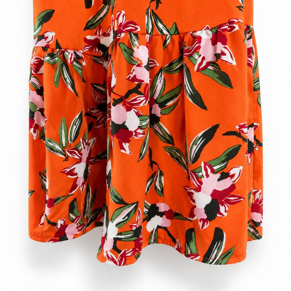 Sam Edelman Floral Halter Maxi Dress Orange Tiered Keyhole Back Tie Wedding 6 - Picture 5 of 11